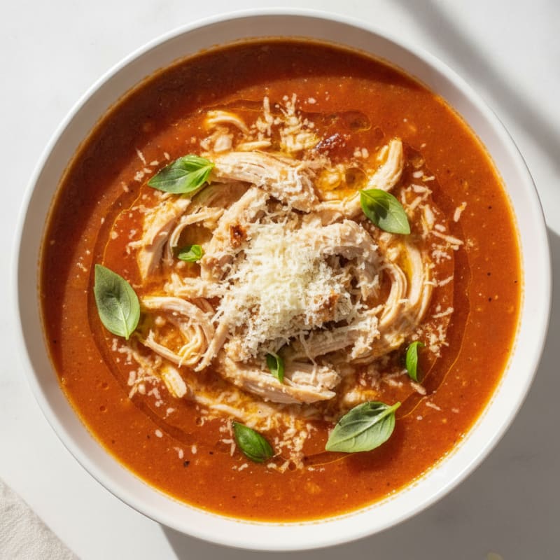Roasted Tomato Basil Soup with Parmesan
