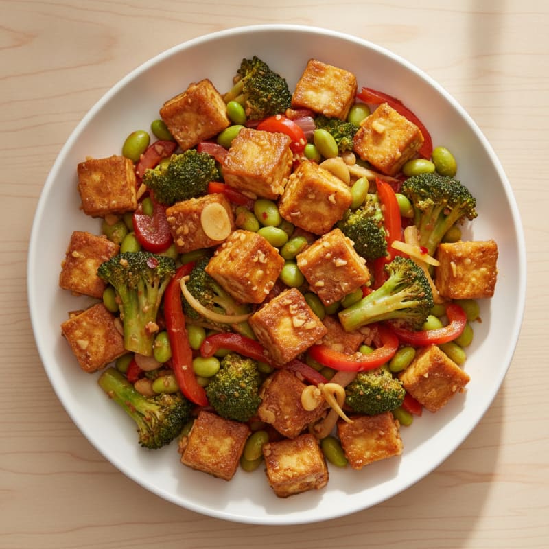 Garlic-Ginger Glazed Tofu Stir-Fry