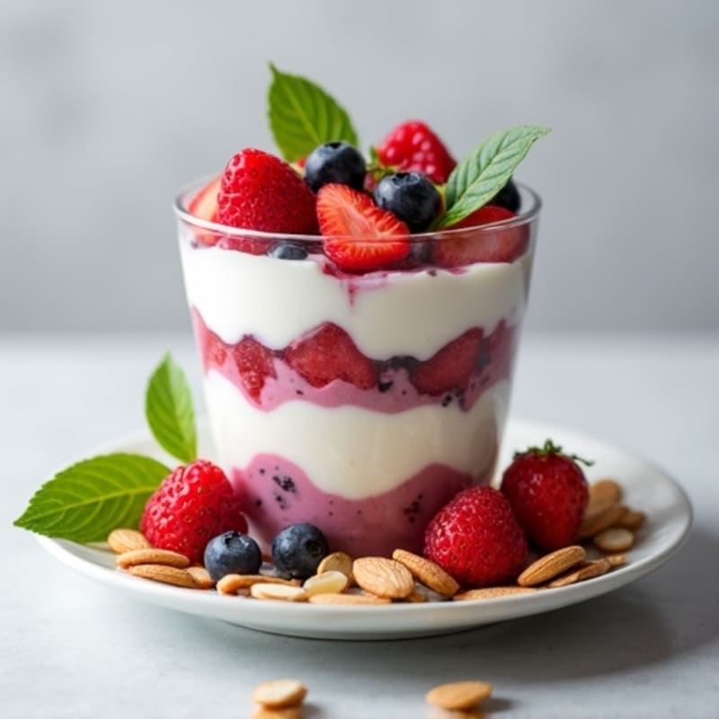 Greek Yogurt Protein Parfait with Berries and Almonds