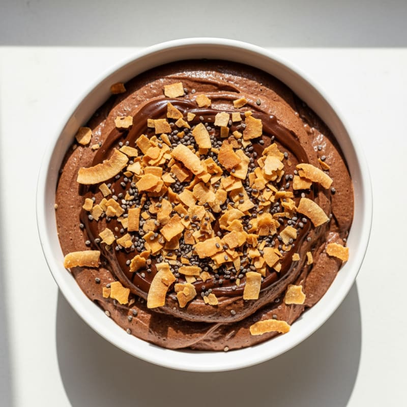 Silky Chocolate Protein Pudding with Toasted Coconut