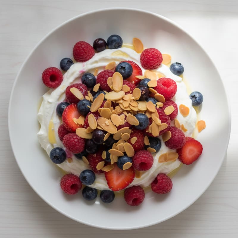 Greek Yogurt Protein Mousse with Mixed Berries