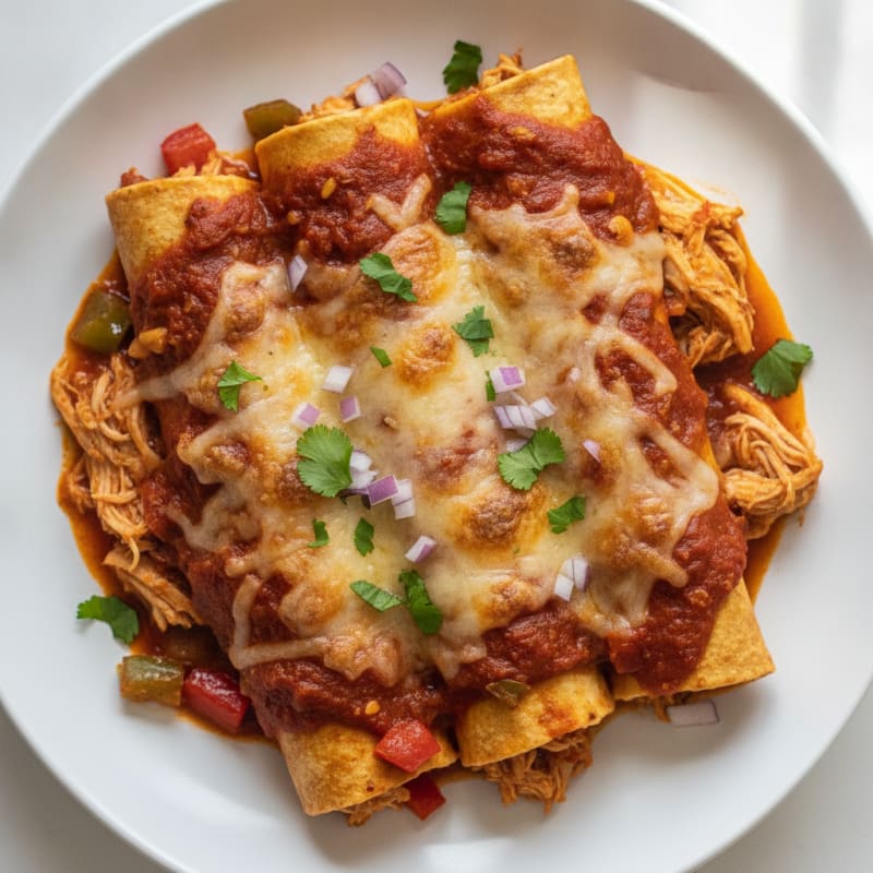 Chicken Enchiladas with Red Chili Sauce