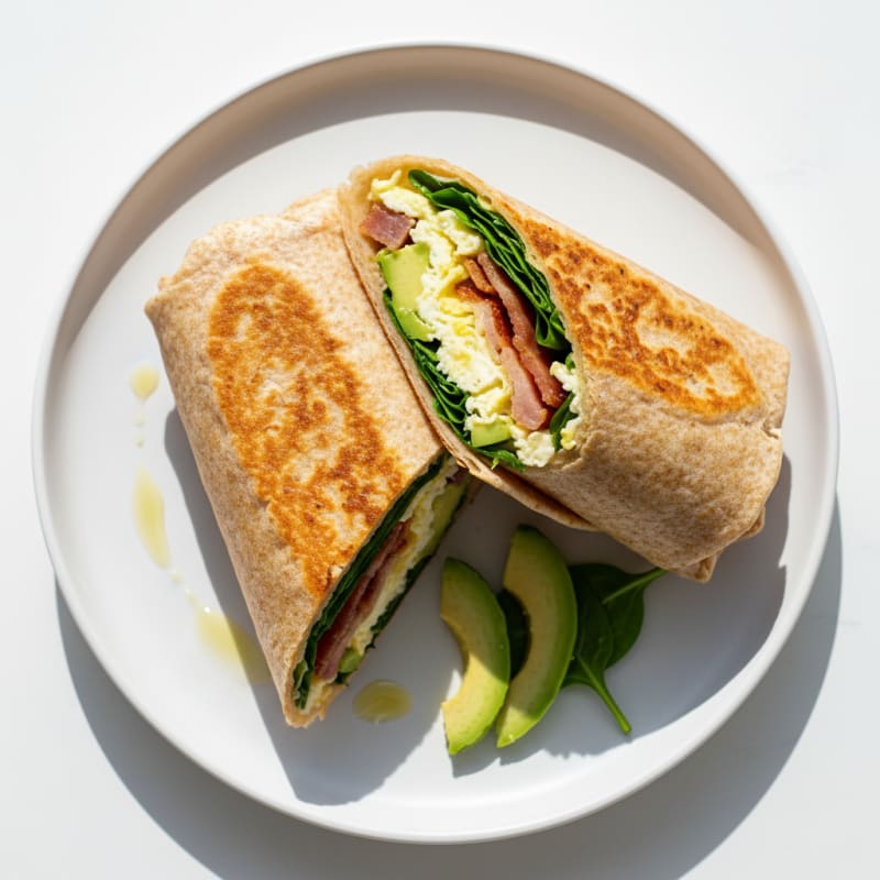 Crispy Turkey Bacon and Egg White Breakfast Wrap