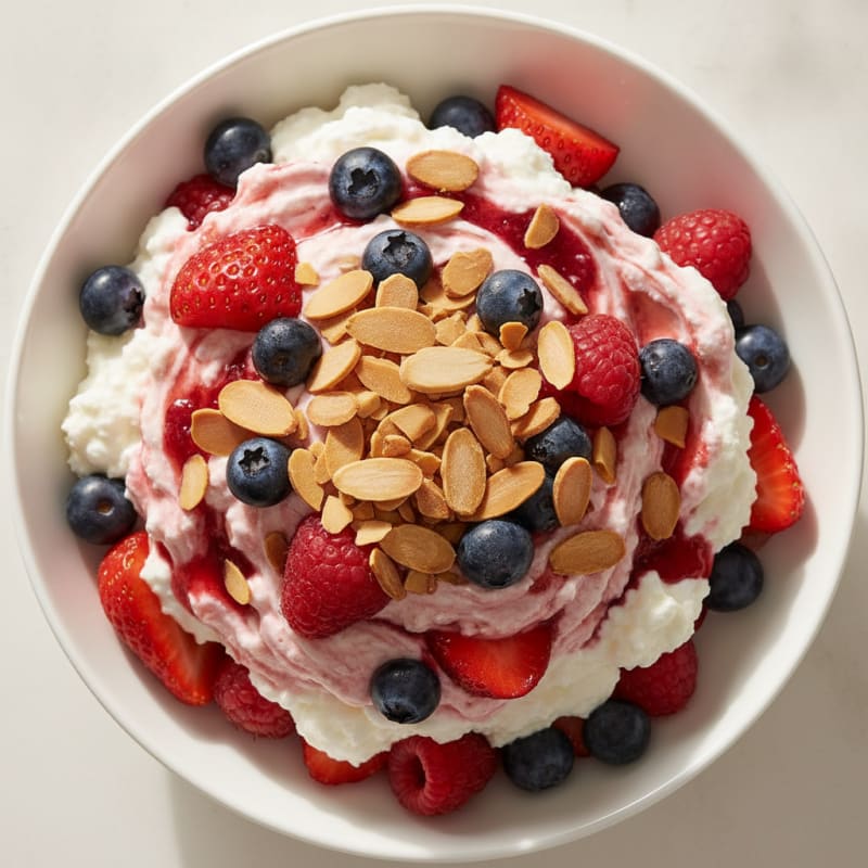Greek Yogurt Protein Parfait with Mixed Berries and Almonds