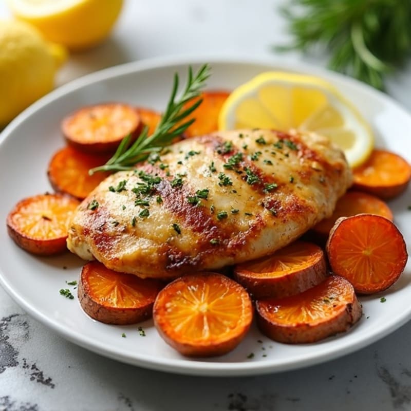 Sheet Pan Lemon-Herb Chicken and Crispy Sweet Potatoes
