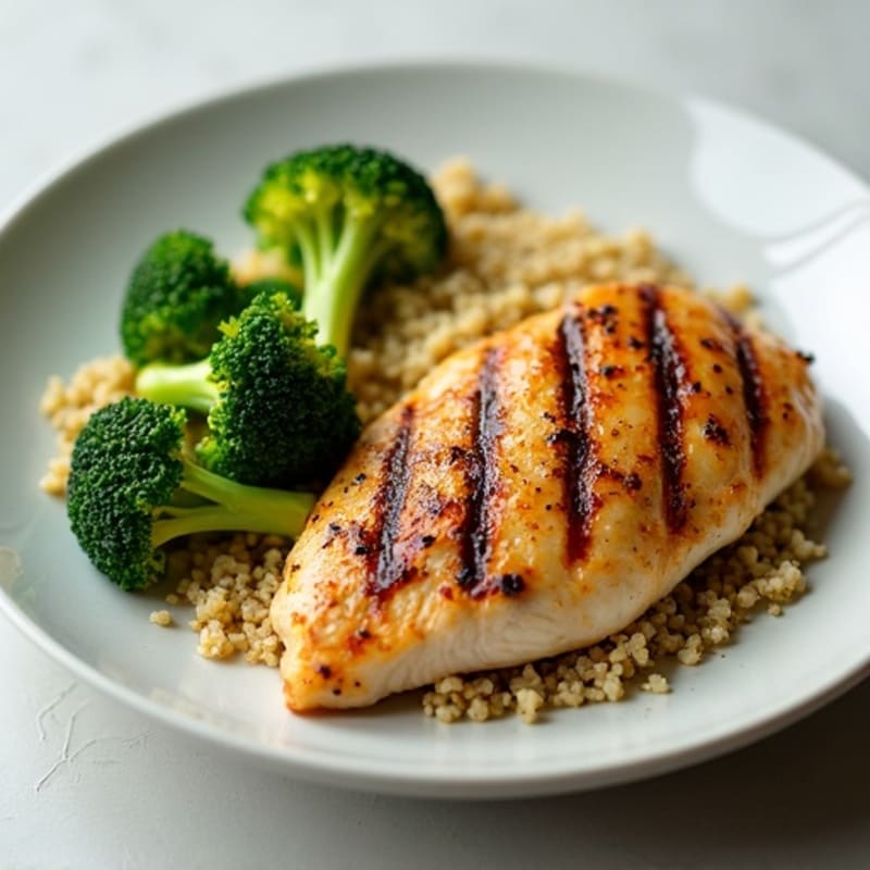 Grilled Chicken Breast with Quinoa and Steamed Broccoli