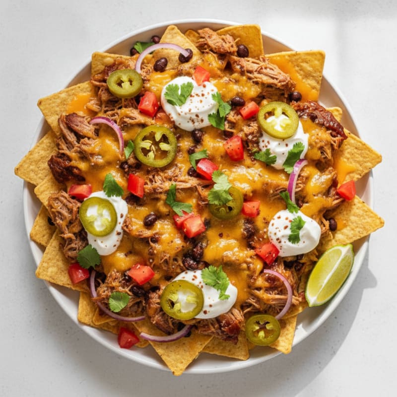 Pulled Pork Nachos with Pickled Jalapeños