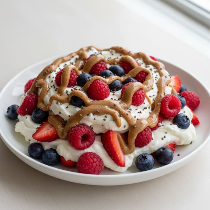 Greek Yogurt Protein Parfait with Mixed Berries and Almond Butter