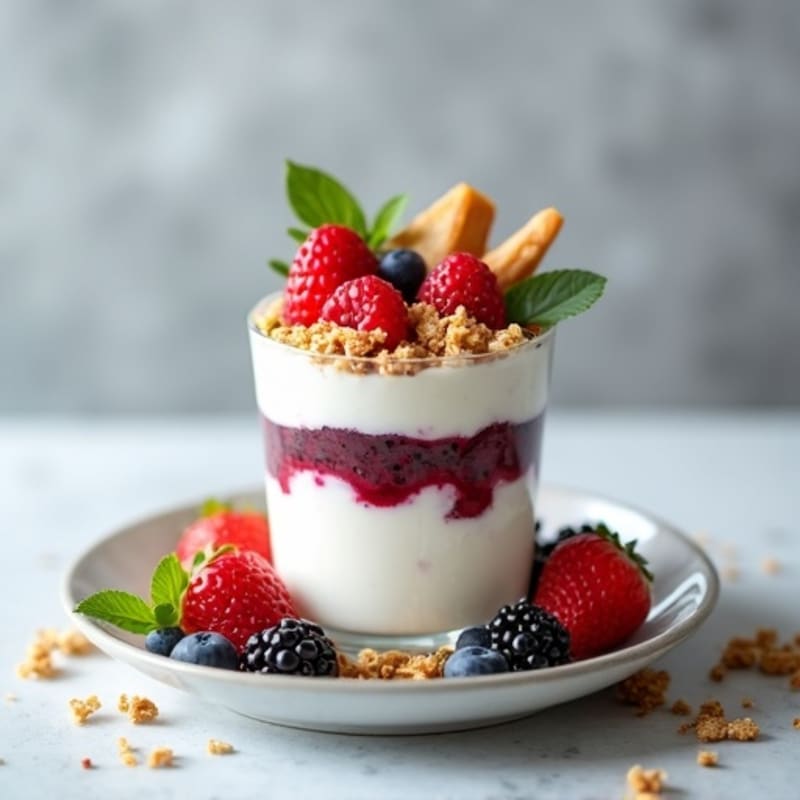 Greek Yogurt Protein Parfait with Mixed Berries