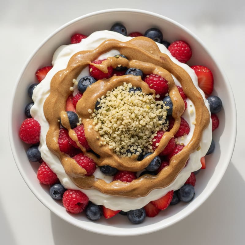 Greek Yogurt Parfait with Mixed Berries and Almond Butter
