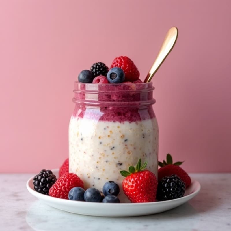 Vanilla-Berry Protein Overnight Oats