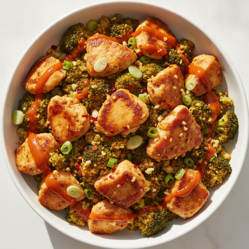 Spicy Chicken Thigh and Broccoli Rice Bowl