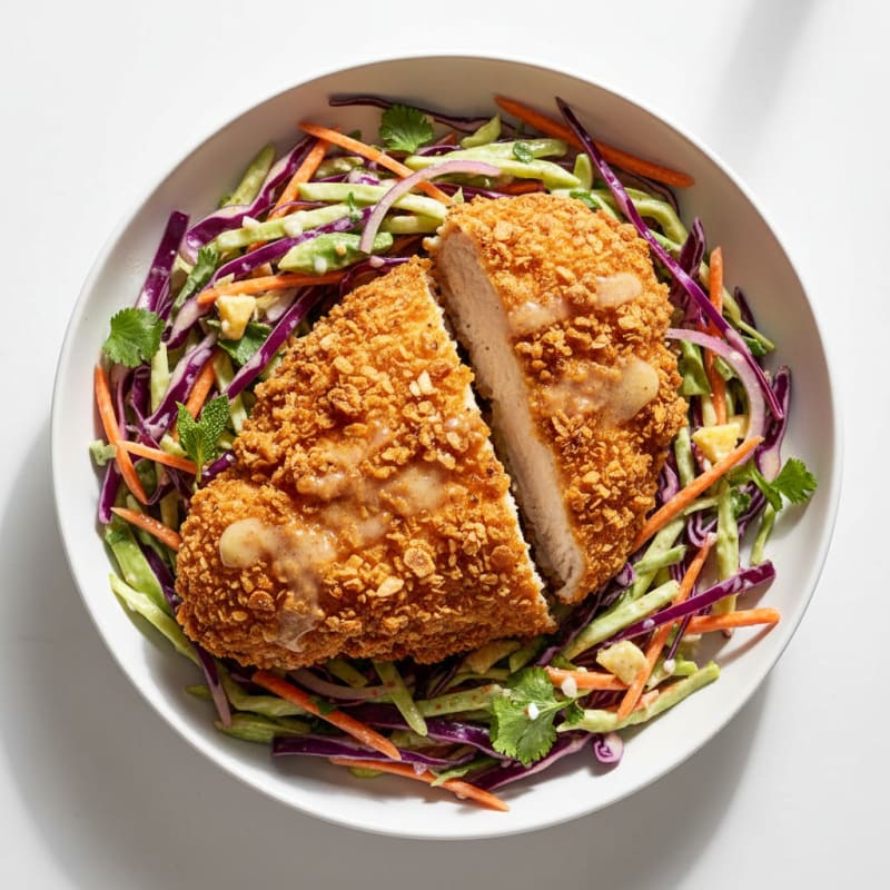 Crispy Buttermilk Fried Chicken with Zesty Slaw
