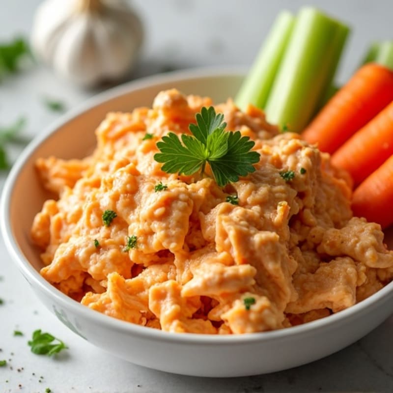 Creamy Buffalo Chicken Dip with Crunchy Vegetable Sticks
