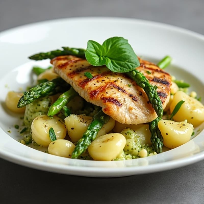 Gnocchi with Fresh Herb Pesto and Roasted Asparagus