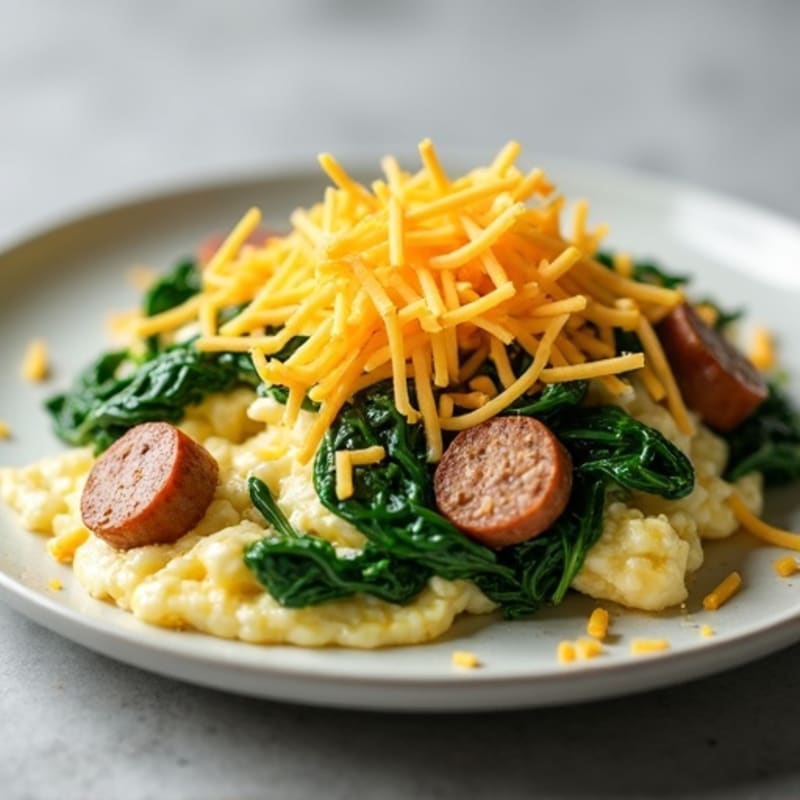 Egg White and Spinach Scramble with Turkey Sausage