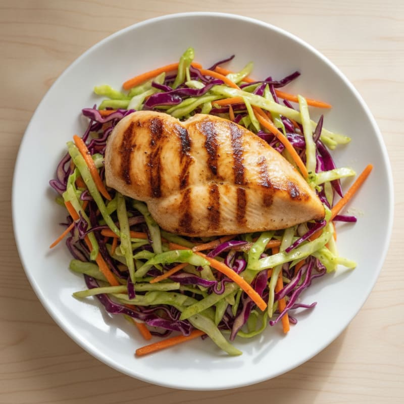 Grilled Chicken Breast with Crunchy Cabbage Slaw