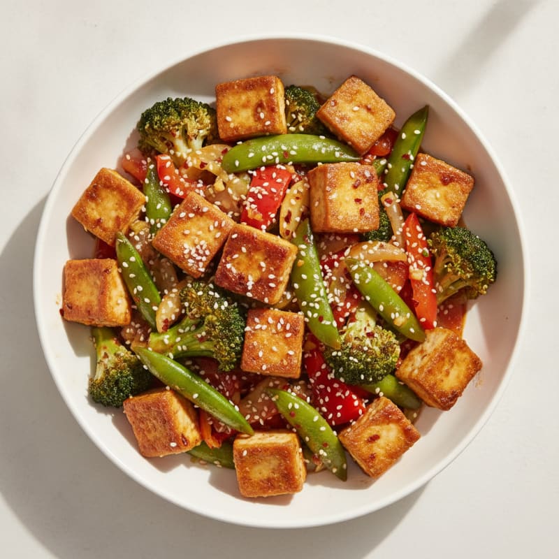 Sesame Tofu Stir-Fry with Mixed Vegetables