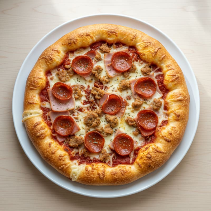 Crispy Meat Lovers Stuffed Crust Pizza