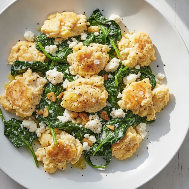 Hearty Scrambled Eggs with Spinach
