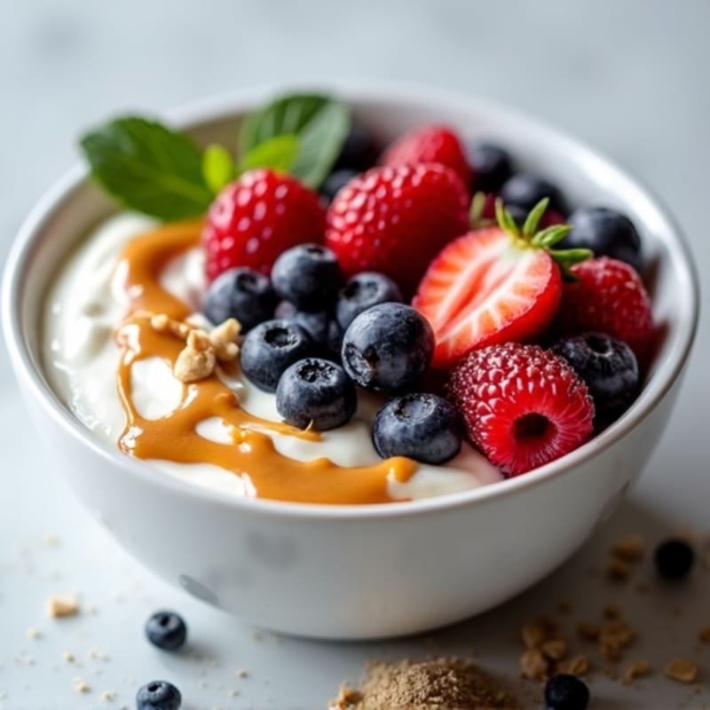 Greek Yogurt Protein Bowl with Mixed Berries and Almond Butter