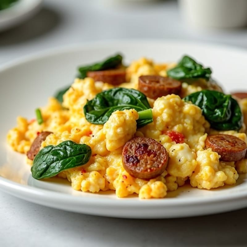 Egg White Scramble with Spinach and Turkey Sausage