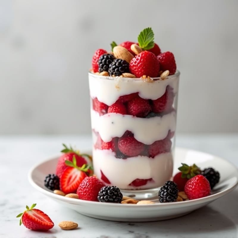 Creamy Greek Yogurt Protein Parfait with Berries and Almonds