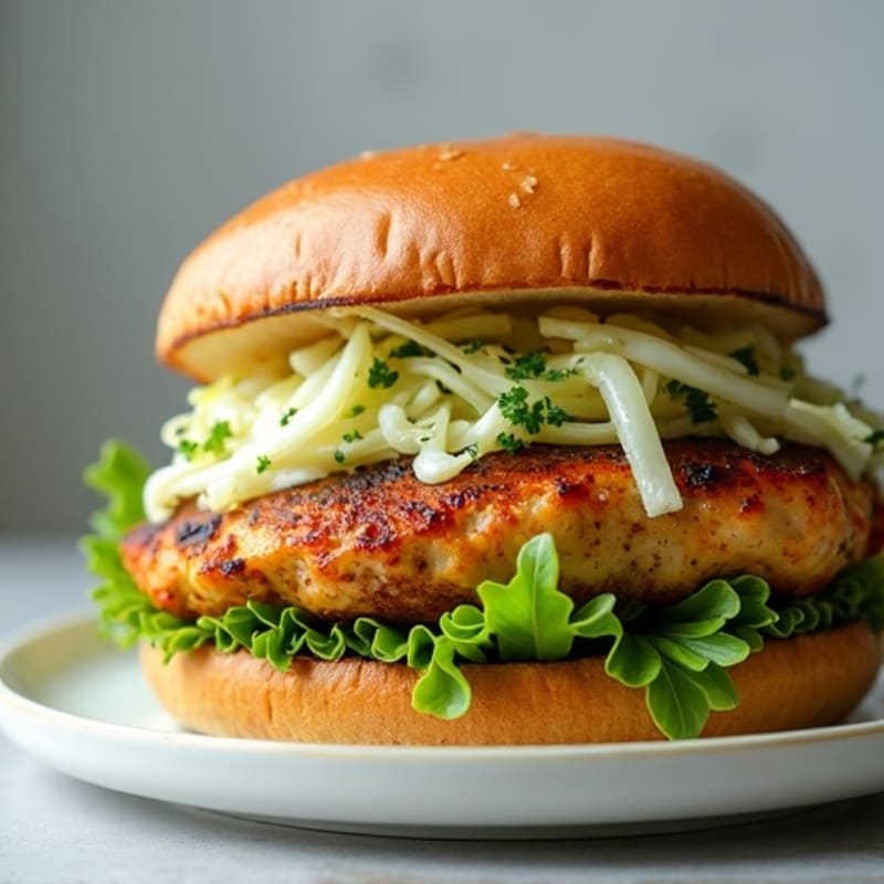 Herb-Packed Chicken Burger with Crunchy Slaw