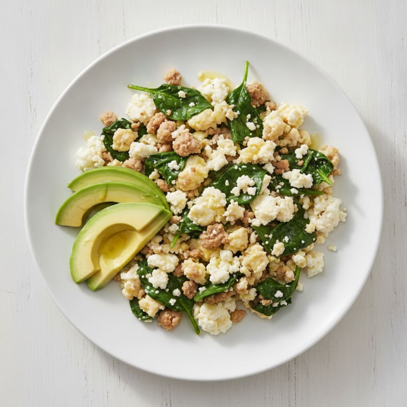 Cottage Cheese Scramble with Turkey and Spinach
