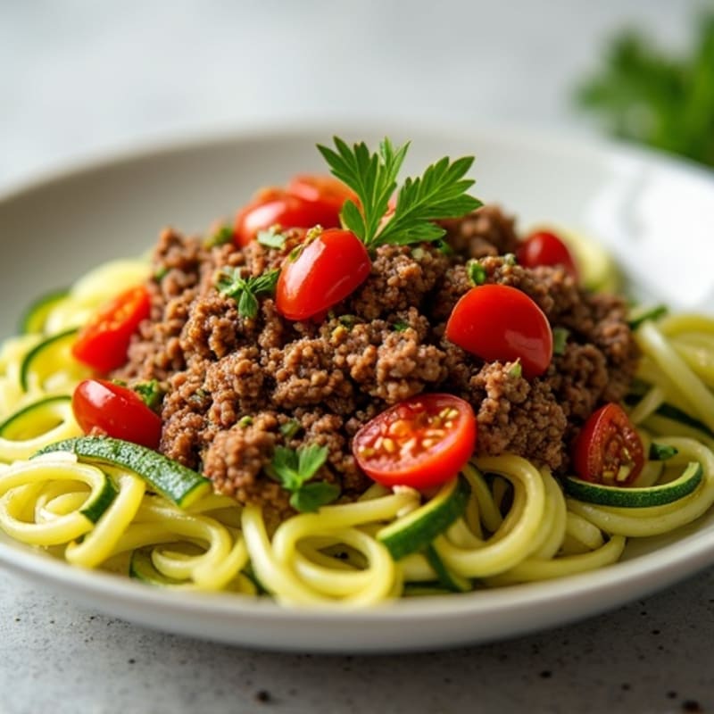 Savory Ground Beef with Zucchini Noodles
