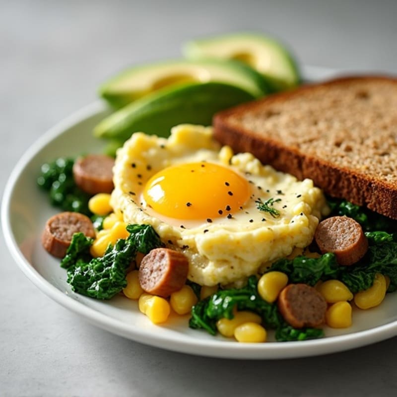 Egg White and Turkey Sausage Scramble with Spinach