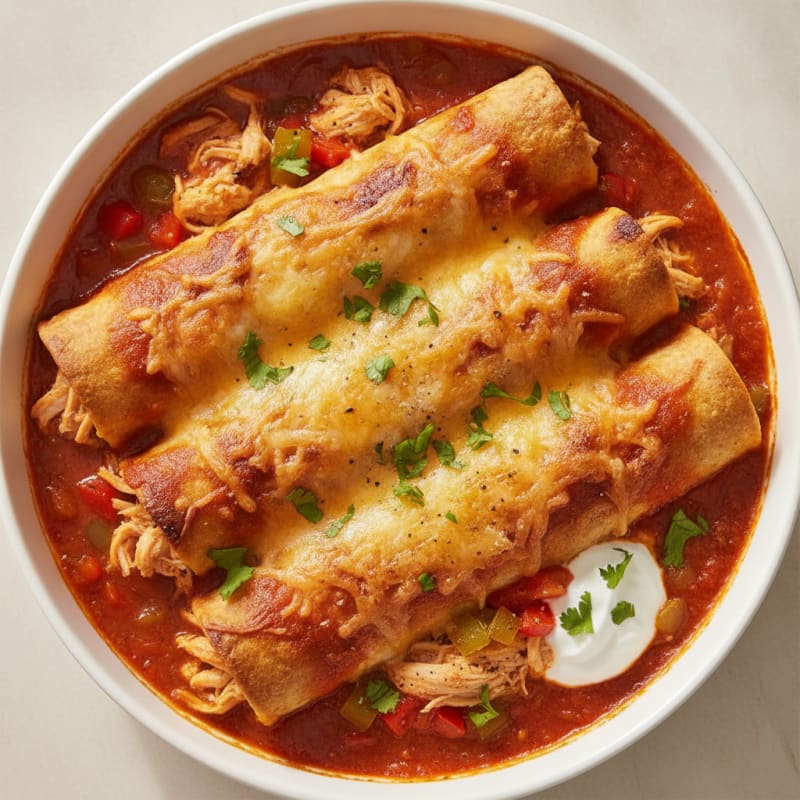 Chicken Enchiladas with Red Chili Sauce