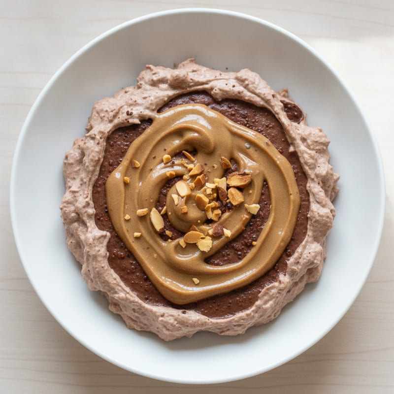 Chocolate Protein Mousse with Almond Butter Swirl