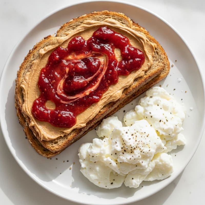 High-Protein Nut Butter and Strawberry Jam Sandwich