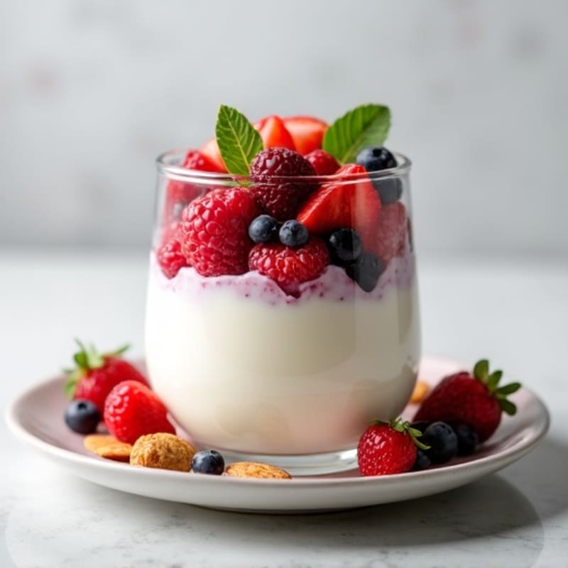 Greek Yogurt Protein Parfait with Mixed Berries and Almonds