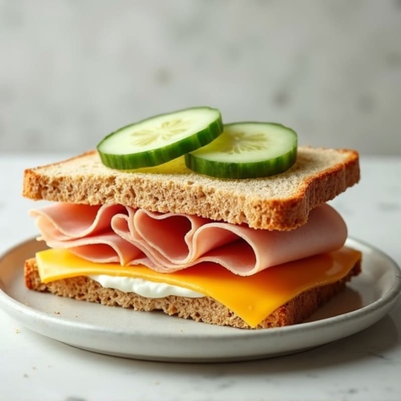 Creamy Ham and Sharp Cheddar Sandwich with Fresh Cucumber