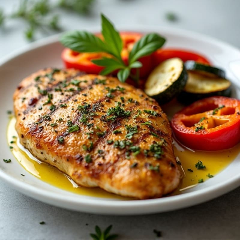 Herb-Crusted Pan Seared Chicken with Roasted Vegetables