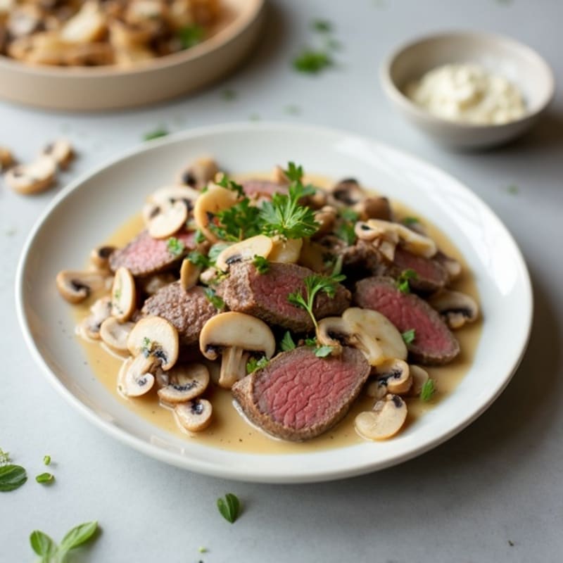 Lean Beef with Creamy Mushroom Sauce