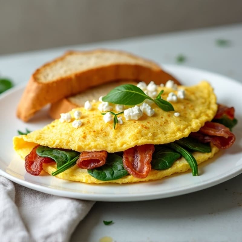 Egg White Omelette with Spinach and Turkey Bacon