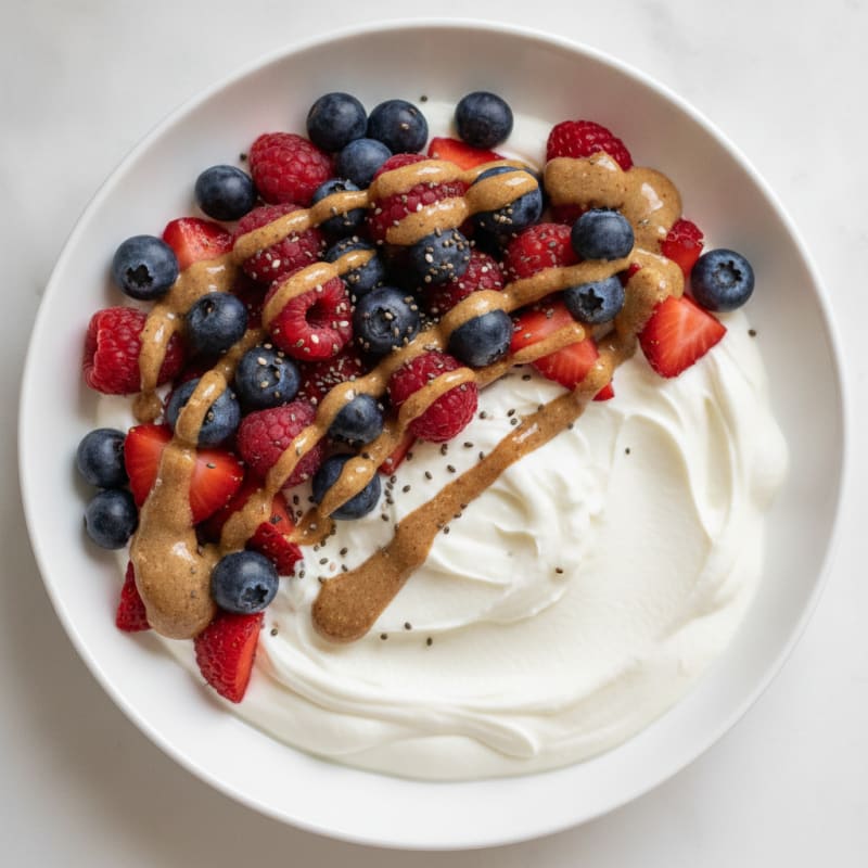 Greek Yogurt Protein Parfait with Berries and Almond Butter