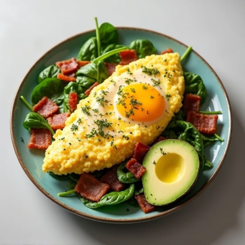 Egg White Scramble with Spinach and Turkey Bacon