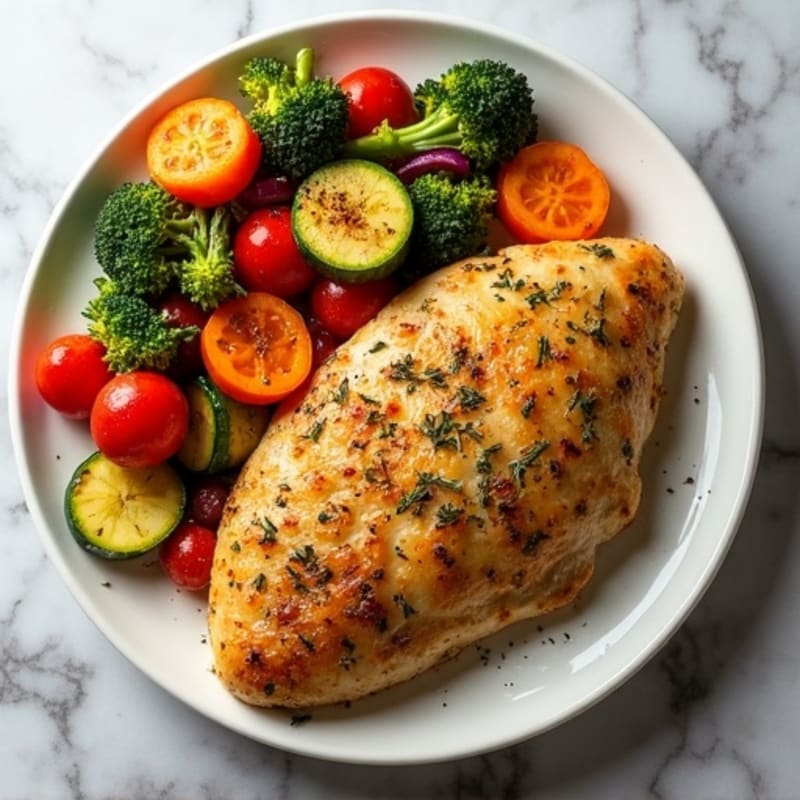 Herb-Crusted Sheet Pan Chicken with Roasted Rainbow Vegetables