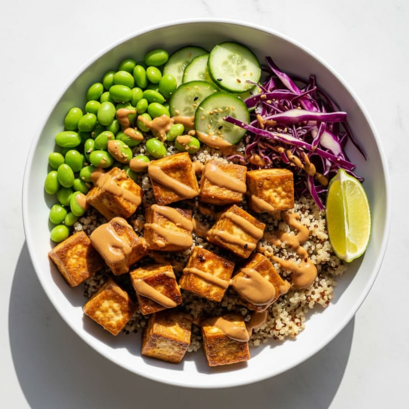 Creamy Peanut Tofu Buddha Bowl