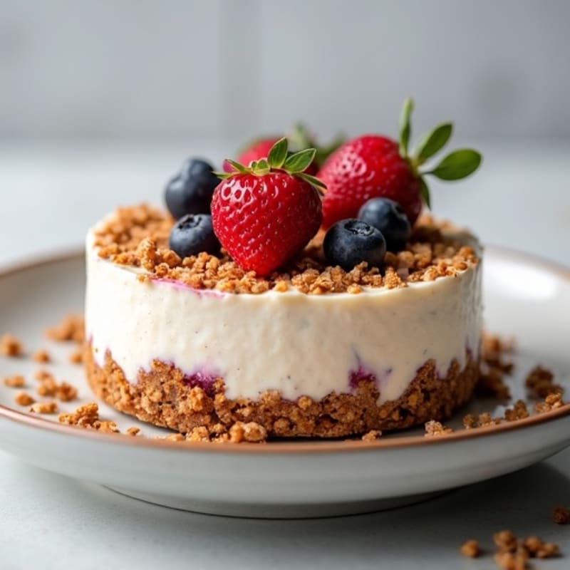 Creamy Greek Yogurt Protein Cheesecake with Mixed Berries