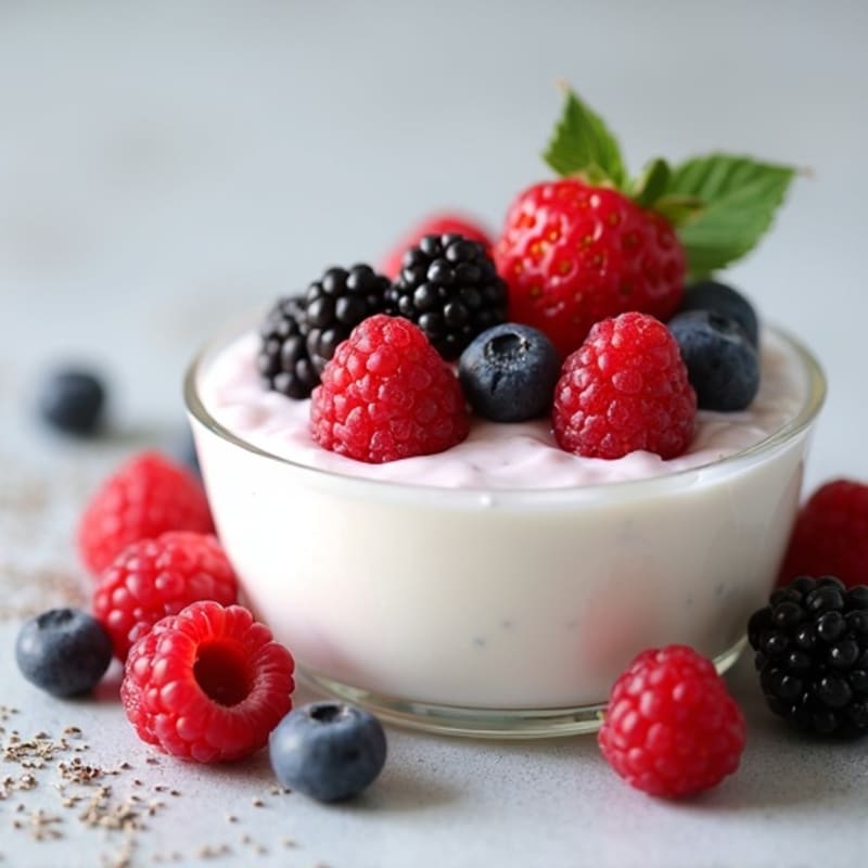 Creamy Greek Yogurt Protein Pudding with Mixed Berries