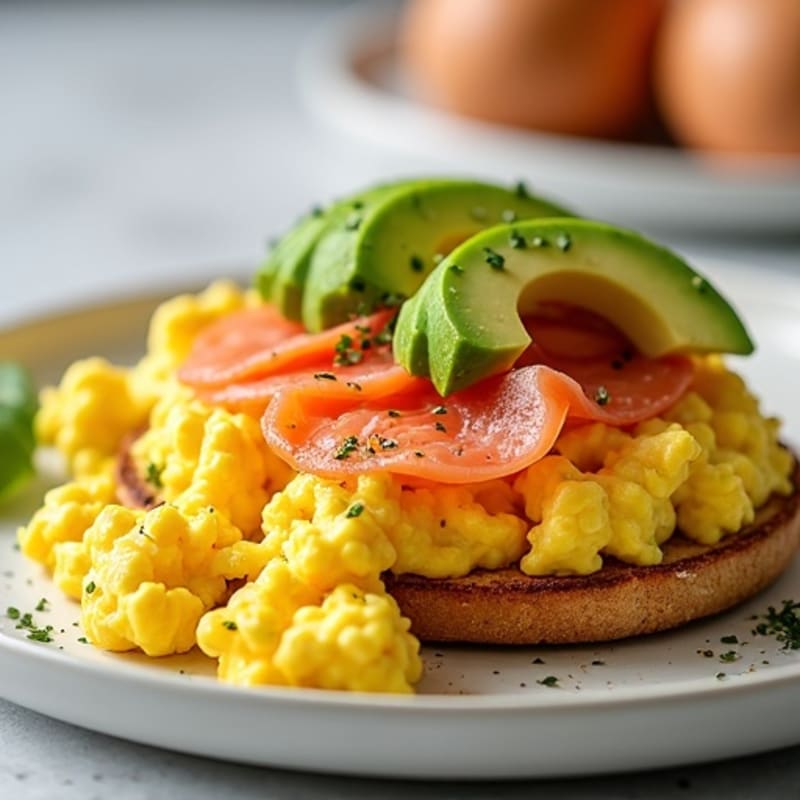Protein-Packed Everything Bagel Scramble with Smoked Salmon and Creamy Avocado