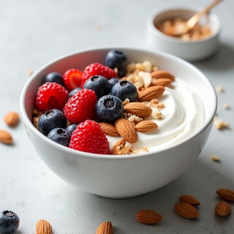 Creamy Greek Yogurt with Fresh Berries and Crunchy Almonds