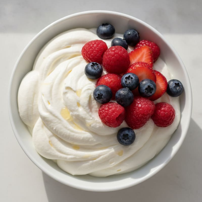 Greek Yogurt Protein Mousse with Mixed Berries