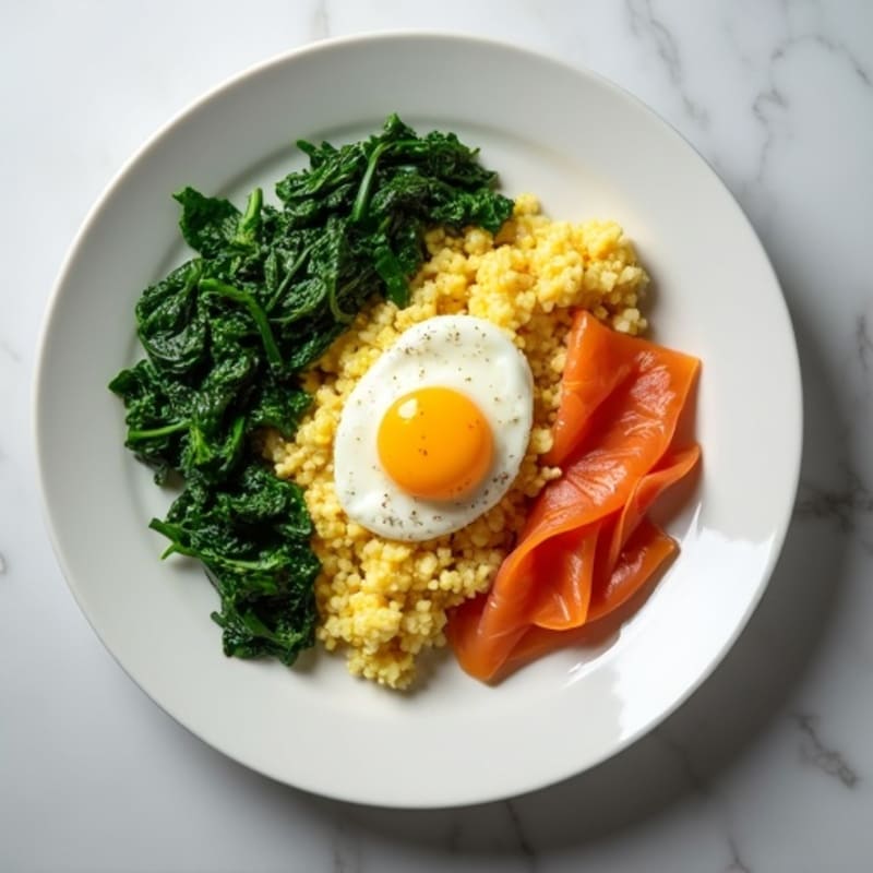 Egg White Scramble with Sautéed Spinach and Smoked Salmon
