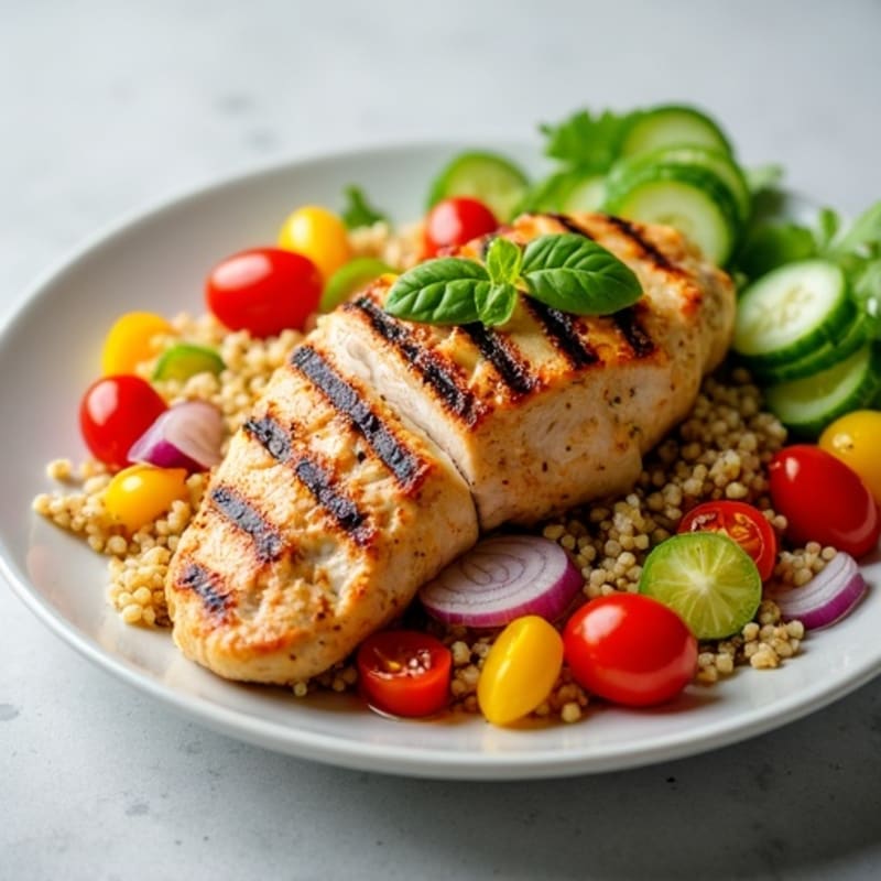 Grilled Chicken and Quinoa Salad with Crunchy Vegetables